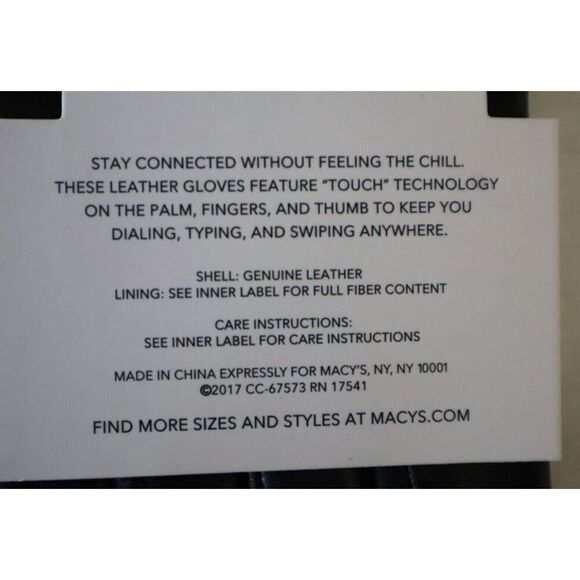 Charter Club 16759 Women's Sz Small Black Plaid Topstitch Leather Gloves - Picture 6 of 7